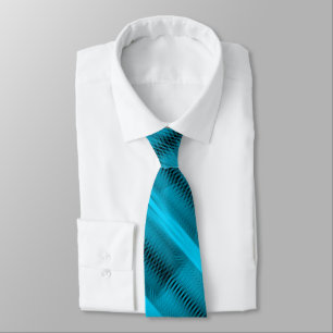 Turquoise Futuristic Abstract Diagonal Pattern Art Tie