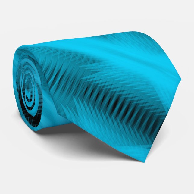 Turquoise Futuristic Abstract Diagonal Pattern Art Tie (Rolled)