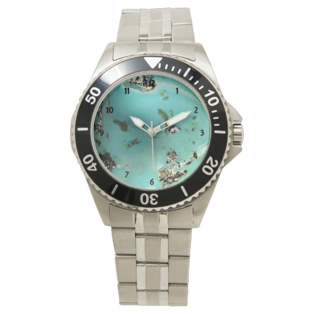 Turquoise Gemstone Image Men's Stainless Steel Watch (Front)