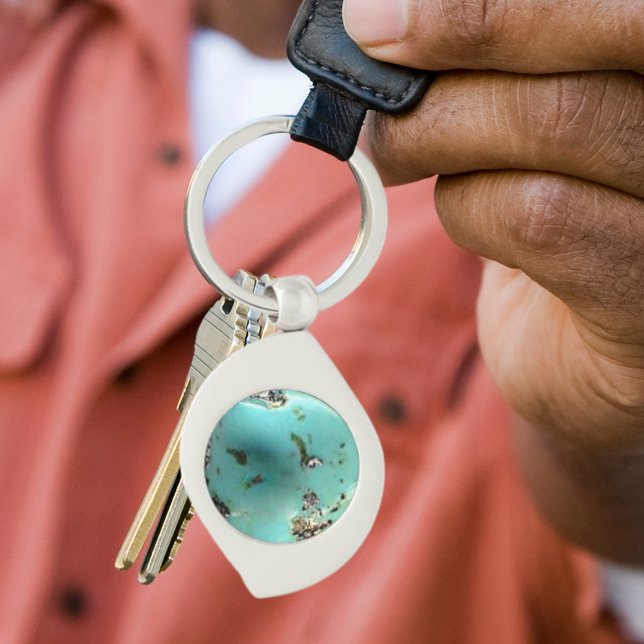 Turquoise Gemstone Image Swirl Green Blue Key Ring (Turquoise Gemstone Image Swirl Green Blue Keychain)