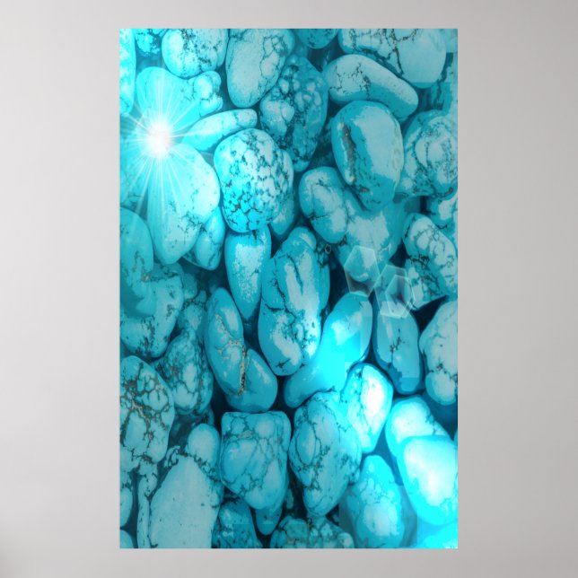 Turquoise Gemstone Sun Poster (Front)