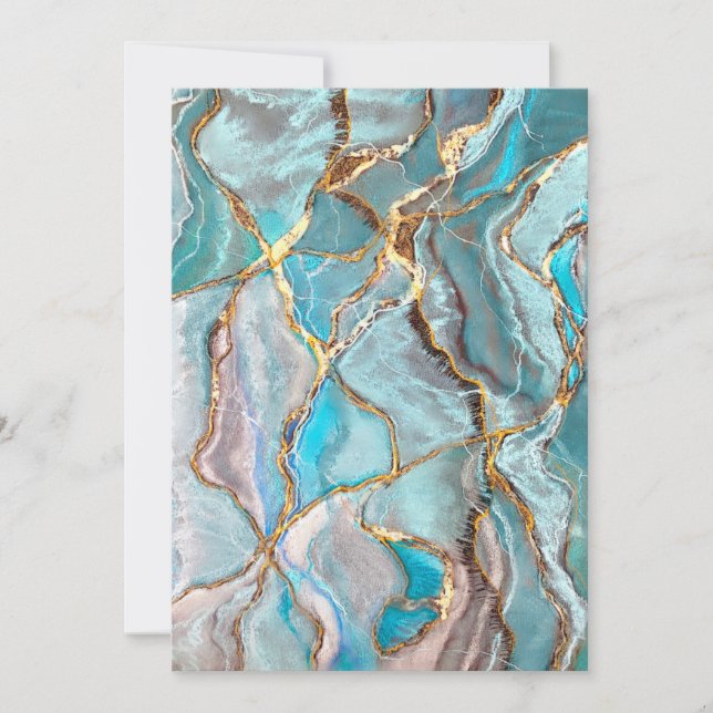 Turquoise Geode Kintsugi  Invitation (Front)