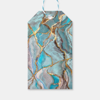 Turquoise Geode Kintsugi Teal Gift Tags
