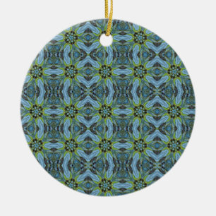 Turquoise geometric abstract art plants ceramic tree decoration