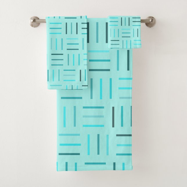 Turquoise Geometric Bath Towel Set (Insitu)