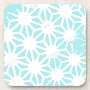Turquoise geometric pattern coaster