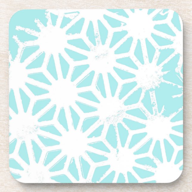Turquoise geometric pattern coaster (Front)