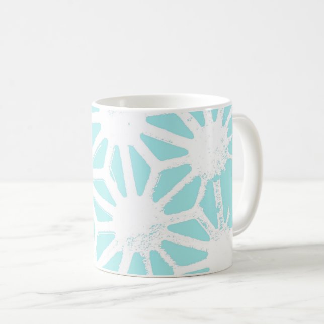Turquoise geometric pattern coffee mug (Front Right)