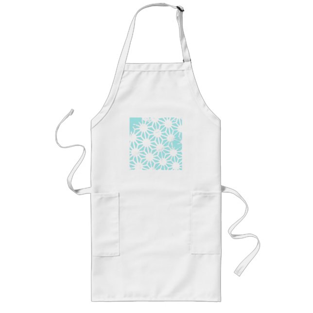 Turquoise geometric pattern long apron (Front)