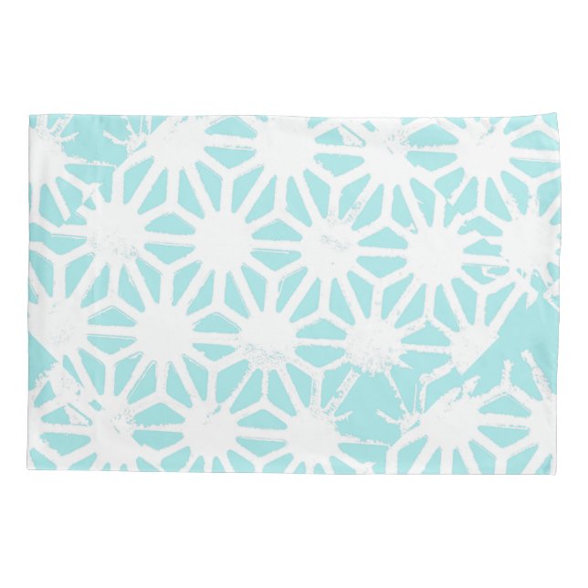 Turquoise geometric pattern pillowcase (Back)