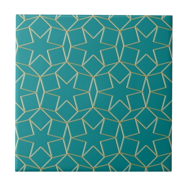 Turquoise Geometric pattern Tile (Front)
