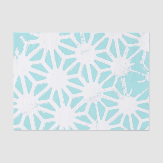 Turquoise geometric pattern tissue paper (Front)