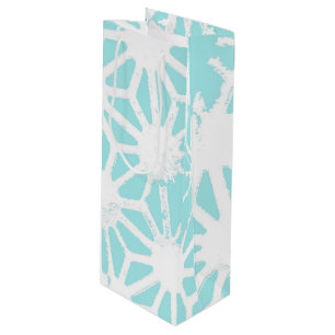 Turquoise geometric pattern wine gift bag