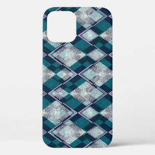 Turquoise Geometric Rhombic Seamless Pattern iPhone 12 Case
