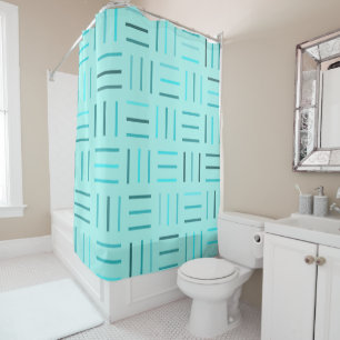 Turquoise Geometric Shower Curtain