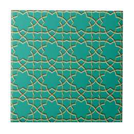 Turquoise Geometric Star pattern Tile