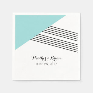 Turquoise Geometric Stripe Paper Napkins