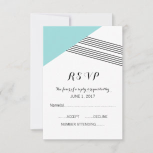 Turquoise Geometric Stripe Response Card