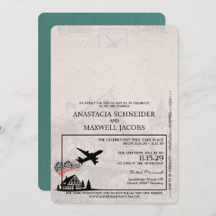 Turquoise Germany Passport Wedding Invitation