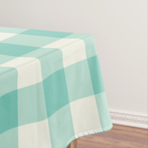 Turquoise Gingham / Buffalo Check Tablecloth
