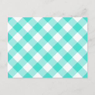 Turquoise Gingham Pattern Postcard