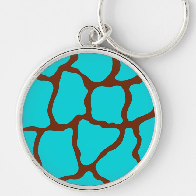 Turquoise Giraffe Print Keychain (Front)