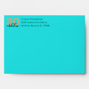 Turquoise  Glitter 30 and Fabulous Birthday Party Envelope