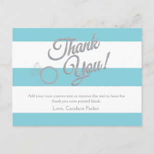 Turquoise Glitter and Stripes Thank You Cards