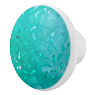 Turquoise Glitter Ceramic Knob