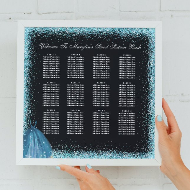 Turquoise Glitter Foil Balloon Seating Chart Photo Print (Creator Uploaded)