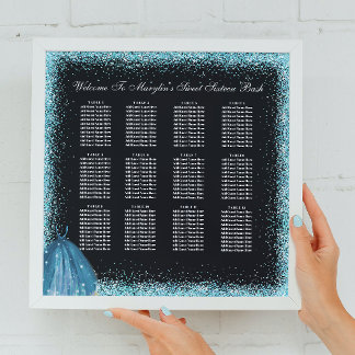 Turquoise Glitter Foil Balloon Seating Chart Photo Print