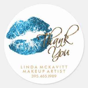 Turquoise Glitter Lip Colour - Thank You Classic Round Sticker