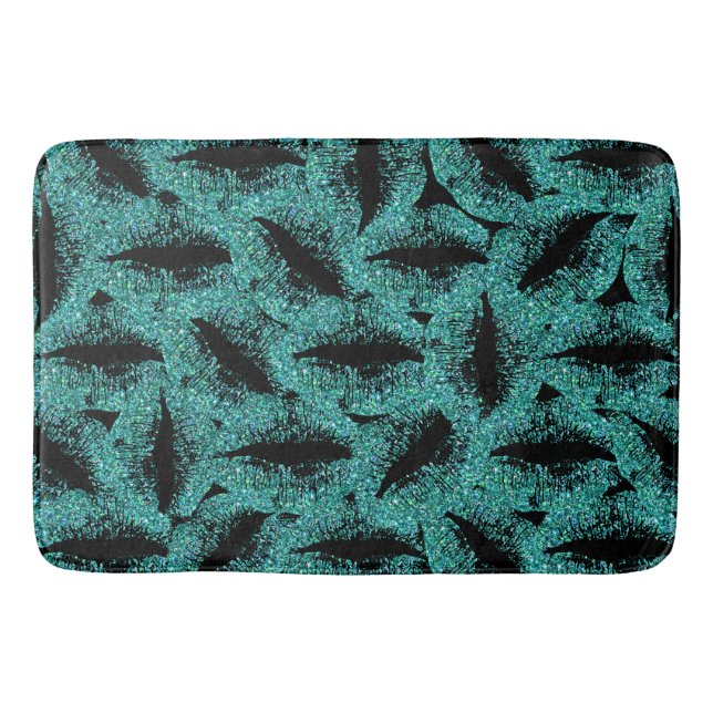 Turquoise Glitter Lips #3 Bath Mat (Front)