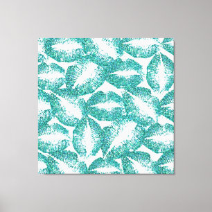 Turquoise Glitter Lips #3 Canvas Print