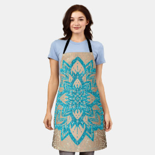 Turquoise Glitter Mandala 2 Apron