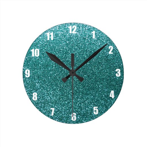 Image of Turquoise glitter Round Clock