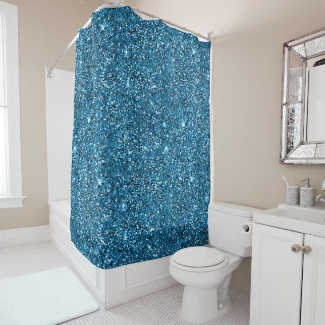Turquoise Glitter    Shower Curtain (In Situ)