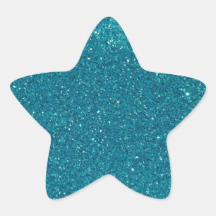 Turquoise Glitter Sparkles Star Sticker