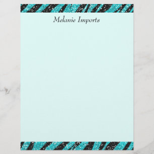 Turquoise Glitter Zebra Print Monogram