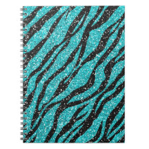 Turquoise Glitter Zebra Print