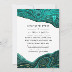 Turquoise & Gold Agate Reduced Wedding Guest List Announcement