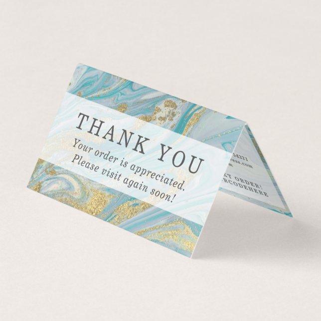 Turquoise & Gold Agate Stone Geode Thank You Card (Front)