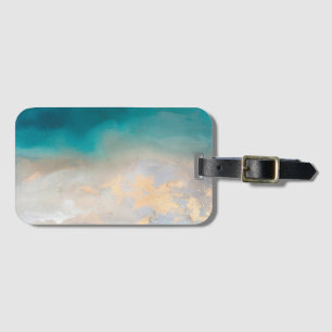 Turquoise, Gold and White Pattern Luggage Tag