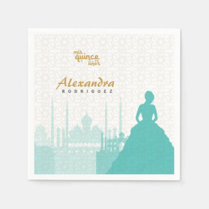 Turquoise & Gold Arabian Quinceañera Napkin