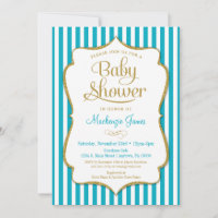 Turquoise Gold Baby Shower Invitation Neutral Aqua
