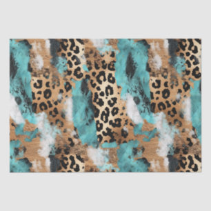 Turquoise Gold Black Leopard Tissue Paper