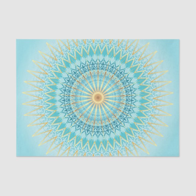 Turquoise Gold Boho Mandala Tissue Paper (Front)