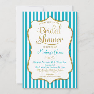 Turquoise Gold Bridal Shower Invitation Aqua