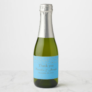 Turquoise & Gold Custom Wedding Sparkling Wine Lab Label