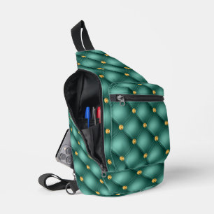 Turquoise Gold Diamond Tufted Gemstone Sling Bag